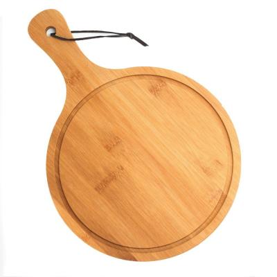 China Viable Round Bamboo Cutting Board with Handle Reversible Universal for Cutting Meat and Mincing Vegetables for sale