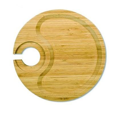 China Sustainable Bamboo Round Party Dish With Integrated Stemware Rack for sale