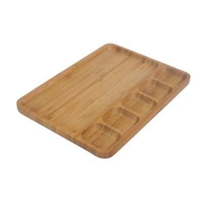 China Customized Sustainable Bamboo Wood Square Draw Dish Restaurant Dinner Plate for sale