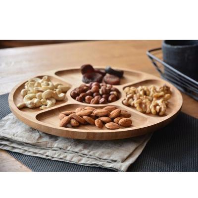 China Sustainable OEM Cheap Bamboo Appetizers Nuts Snack Serving Tray Plate Dish for sale