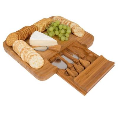 China Sustainable High Quality Bamboo Cheese Board Cutlery Bamboo Cheese Board for sale