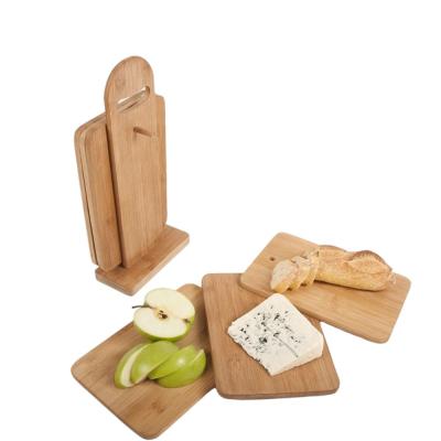 China Mini Disposable Multifunction Bamboo Cutting Board 6 Pieces Sets With Stand Holder for sale