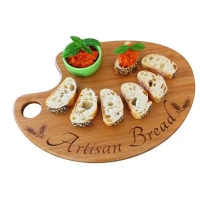 China Sustainable Goods Artisan Simple Practical Decorative Natural Bamboo Wooden Bread Board Serving Tray With Ceramic Bowl for sale