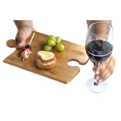 China Sustainable Natural Bamboo Cheese Tray Portable Charcuterie Wine Snack Serving Boards For Party for sale