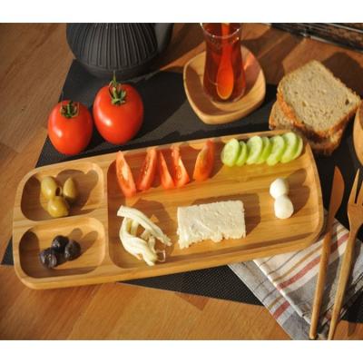 China Custom Made Eco-Friendly Sustainable Bamboo Wooden Dish Snack Nuts Trays Serving Tray Breakfast Tray for sale