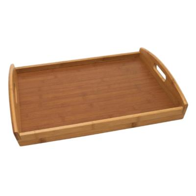 China Sustainable Bamboo Double Handles Party Serving Tray Breakfast Bed Serving Tray for sale