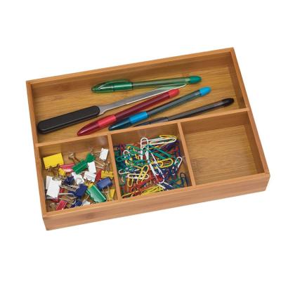 China China 4 Compartment Organizer Wooden Stackable Drawer Bamboo Wooden Jewelry Tray for sale