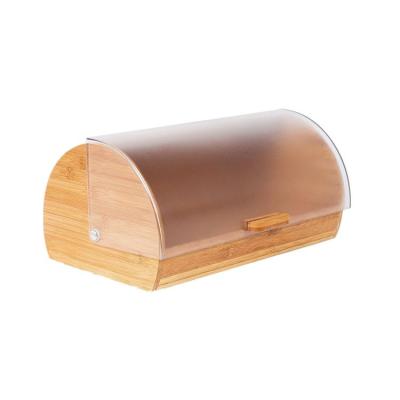 China Sustainable Kitchen Food Storage Container Best Natural Bamboo Bread Box Holder With Acrylic Cover for sale