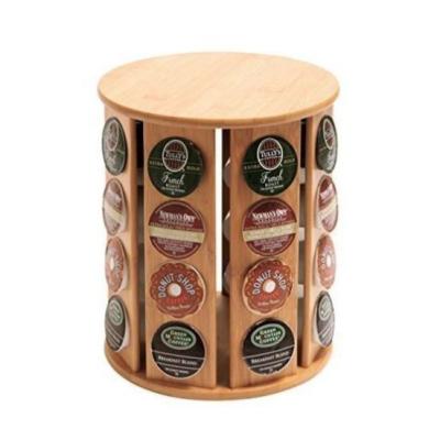 China Bamboo Carousel Pod Space Saving Capsule Pod Coffee K-Cup Carousel Multifunctional Viable Solid Wood Tool Rack for sale