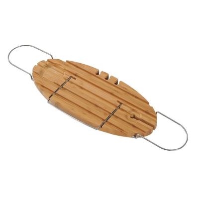 China Customized Eco-friendly Natural Bamboo Portable Cheap Adjustable Oval Bathtub Trolley for sale