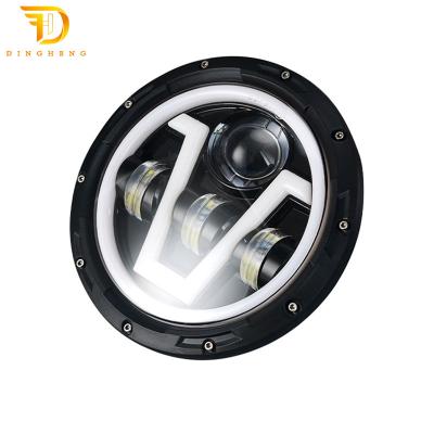 China Manufacturer Price Car Led Headlight Car Lights Spotlight H4 7Inch Round Car Led Headlight For Jeep Harley 178*178*105mm for sale