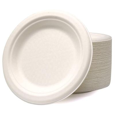 China Biodegradable Bagasse Sugar Cane Fiber Round Disposable Plate Eco-friendly 6 Inch Biodegradable Round Dish for sale