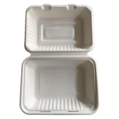 China 6X 9X 3 Inch 850ml Plant Fiber Clamshell Biodegradable Biodegradable Box for sale