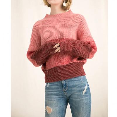 China Hot Women Chunky Knit Sweater Casual Anti-Shrink Block Wholesale Fashion Color Stripe Sweater for sale