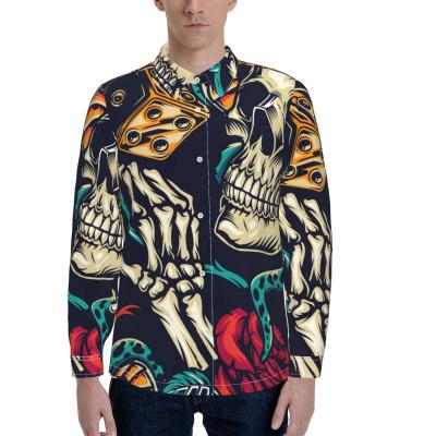 China Wholesale Custom Graphic Weapon Breathable Rose Printed Streetwear Vintage Casual Spring Summer Long Sleeve Mens Shirts for sale