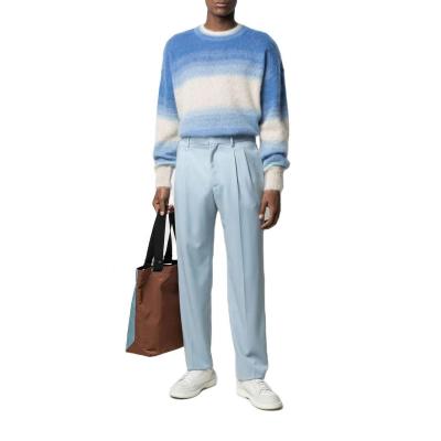 China Men's QUICK DRY Custom Design Oversized Pullover Sweater Apparel Makers Stripe Gradient Color Casual Sweater for sale