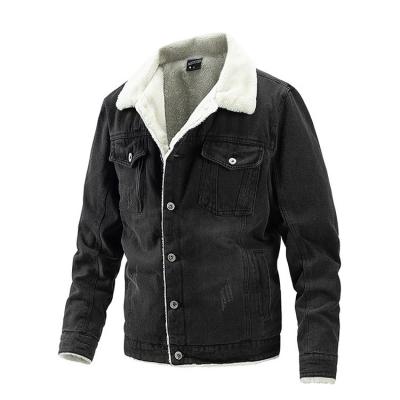 China 2022 Winter Factory Jacket Men's Denim Jacket Windproof Warm Cotton Fleece Stripper Baseball Windproof for sale