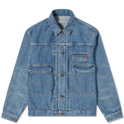 China Waterproof Custom Denim Jacket Mens Cotton Mens Jeans Washed Fin Pockets Denim Jackets for sale