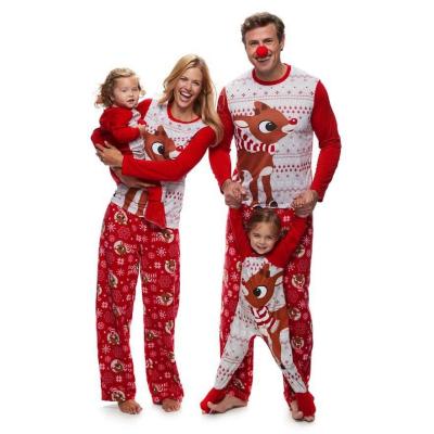 China Wholesale Breathable Christmas Parents And Children Pajamas Set Holiday Cotton Pajamas Pajamas Red Matching Family for sale