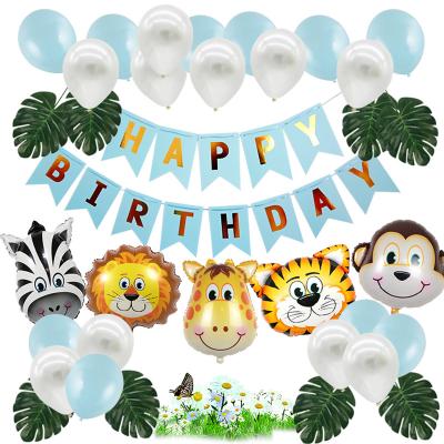 China Happy Birthday Decoration Child Foil Mylar Balloons Forest Animal Balloons Party Set Happy Birthday Balloons for sale