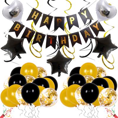 China Wholesale Happy Birthday Decoration Latex Balloons Party Decorations Set Happy Birthday Banner Light Balloons for sale