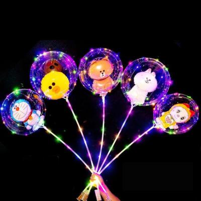 China Birthday Wedding Party Decoration 18 Inch BOBO Latex Cartoon LED Balloon Transparent Party Balloon Lights Up Luminous Balloons for sale