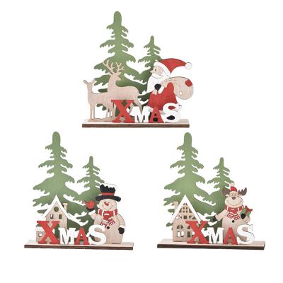 China Commercial Sleigh Desktop Ornaments Baubles Decoration Supplies Christmas Wooden Crafts for sale