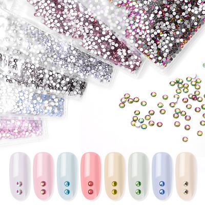 China Newest Nail Art Decoration Wholesale 36 Colors Nail Rhinestone Glass Material Crystal Rhinestone SS10 Size for sale