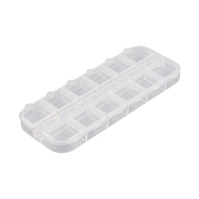 China NEW 12 Grids Empty Stone Jewelry Nail Tips Storage Box Plastic Tool Box Nail Art Storage Box for sale