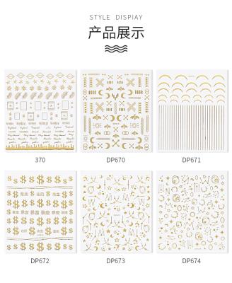 China 6 Kinds Wholesale Nail Sticker 3d Korea Gold Nail Strip Sticker for sale