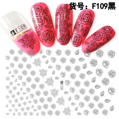 China Finger Nail Art 2021 New Popular Nail Art Embossed 3d Flower Adhesive Decorative Nail Sticker For Girl for sale