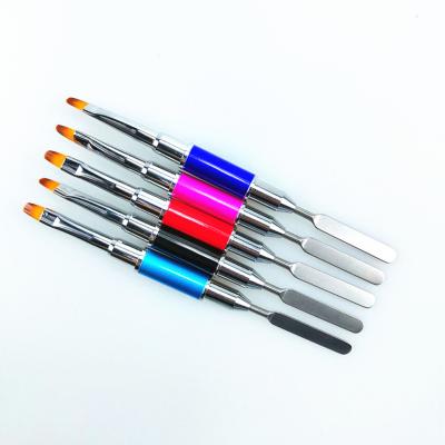 China Beauty Painting Tools New Nail Art Lining Sculpture Pen Poly Gel Spatula 2 Way Tool Double End Gel Brush Double Side Painting Design for sale