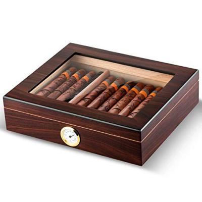 China Cigars Storage Glasstop Walnut Displaying humidor cabinet for sale