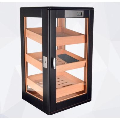 China Cigars Storage Glass Display Humidor Cigar box humid and moisture Cabinet for sale