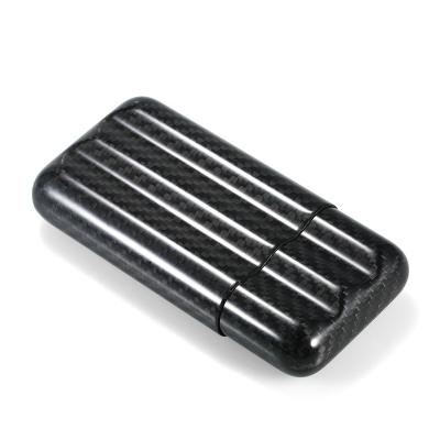 China Carbon Fiber Carbon Fiber 3 Tube Holder Travel Cigar case for up to 57 Ring Gauge Cigars for sale