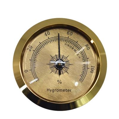 China Adjust Humidity Cigar Accessories Round Silver Golden Hygrometer for sale