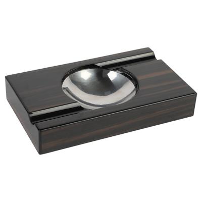 China Modern High-end Custom Wooden Luxury Resin Smokeless Stainless Steel Cigar Ashtray Ashtray Bin for sale