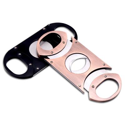 China Modern Rose Gold Sharp Double-edged Stainless Steel Cigar Cutter for sale