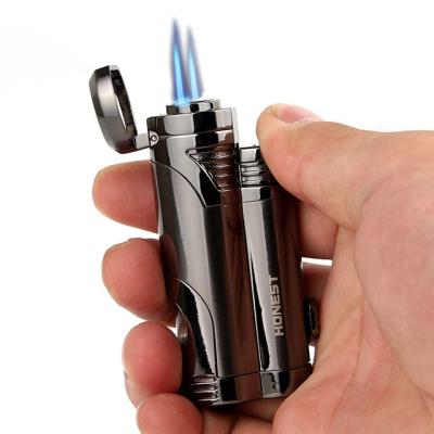 China Antique Popular Stainless  Double Jet Flame Lighter Cigar Lighters Gift Lighter for sale