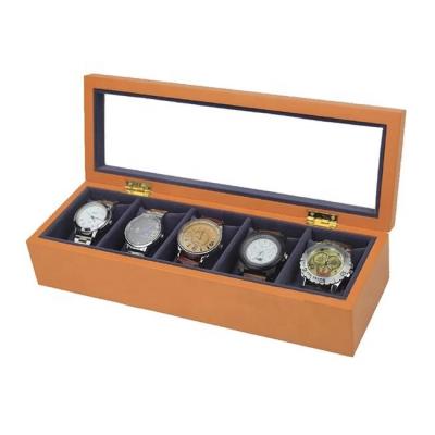 China Watch Storage Wooden Velvet Glasstop Watch Case Box for sale