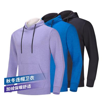 China Anti-pilling Men's Fitness Sports Hooded Hoodie With Round Neck Winter Thick Pullover With Fleece Hoodie for sale