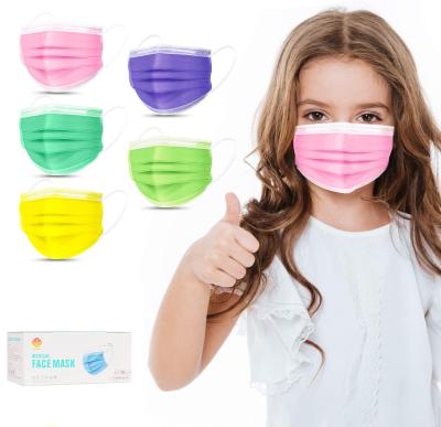 China Kids Breathable Face Mask 50 Packs Individually Bundled Disposable 3 Layer Breathable Filter Safety Kids Protective Face Mask Ages 4-12 for sale