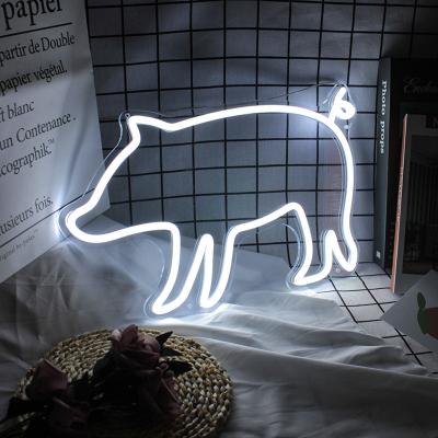 China Mall restaurant hotel pig interior decoration farm animal silicone led strip neon sign lights white anime for sale