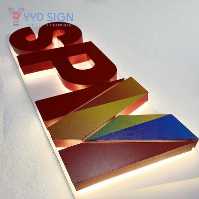 China Retail Store Advertising Making Yydsign Outdoor Gold Polished Logo Board Custom 3D Light Illuminated Store Backlit Acrylic Led Letter Sign for sale