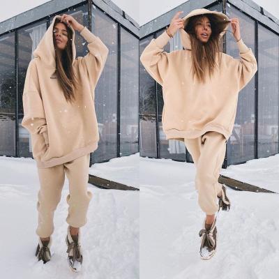 China 2021 New Women Hooded Tracksuit Winter 2 Piece Set Female Hoodies And Pants Suit Sweatshirts Tracksuits for sale