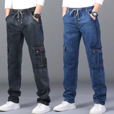 China Plus Size 28-48 Blue Men's Denim Pants Summer Black Stretch Straight Jeans Men for sale