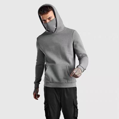 China Essential Face Cover Hoodie Plain Printing Fleece White Pullover Sweatshirt With Face Cover Masked Hoodie For Men for sale