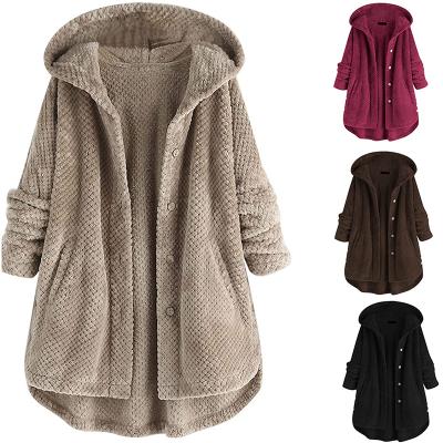 China Hooded Cardigan Fleece Faux Fur Coats for Women Long Sleeve Jacket Button Fluffy Pullover Outerwear Coat en venta