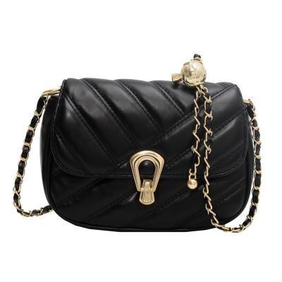 China Daily Used Black Color Women's Casual Cross Strap Chain Body Bag Bags For Women Cross - Body for sale