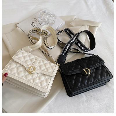 China Newspaper Used Wholesale Women Ladies Luxury Purses White Tartan Design Handbags Cross Color Body Bag for sale